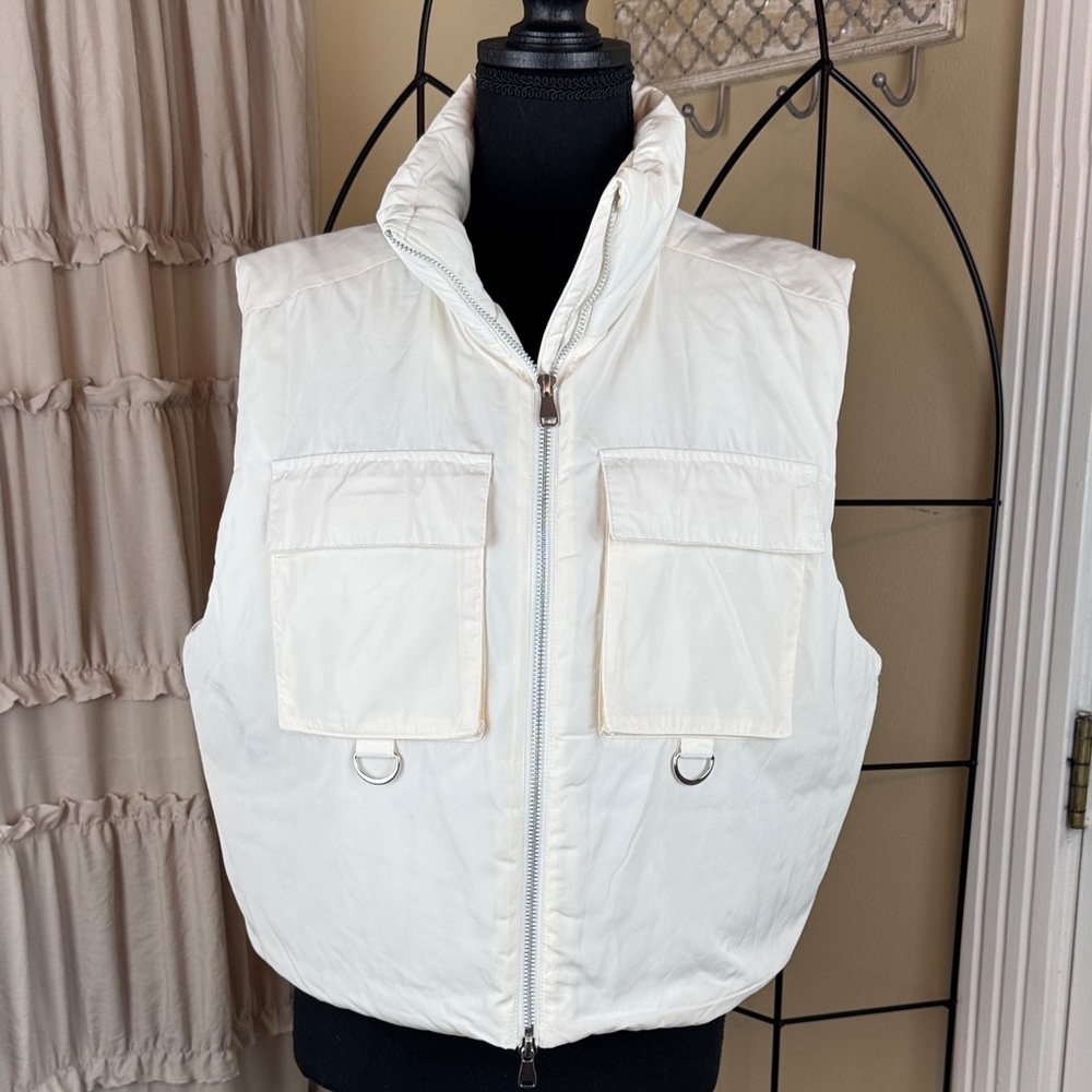 DSG Women's Woven Puffer Vest Cream Size XS/S